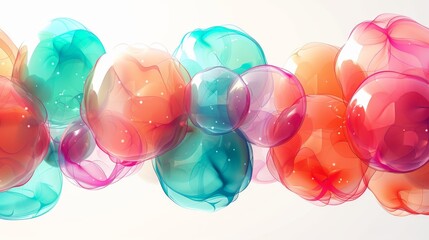 Sticker -   Group of colored balloons floating on white background with text space