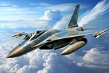 Fototapeta  - F 16 fighter patrols the sky