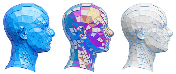 Wall Mural - Set of abstract colorful heads, 3d render