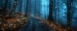Dark forests illuminated by futuristic bioluminescence