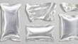 Torn plastic wrap set isolated on transparent background. Set of cellophane or polyethylene wrapper layouts for printing. Polyethylene packaging for CD cover.