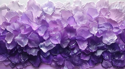 Poster -   Purple and white flowers on white-purple background with water droplets on flower petals