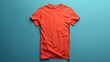 red blank t - shirt on blue background