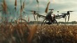 A drone equipped with advanced sensors and cameras, surveying a field for crop health and yield,