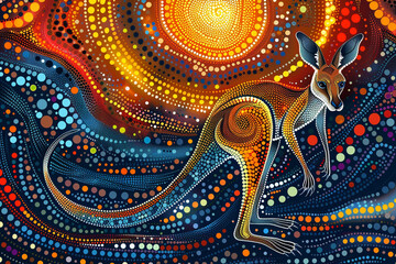 Wall Mural - Nachempfundene Kunst der Aborigines Australiens