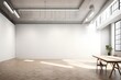 A breathtaking shot of an empty solid wall mockup in a contemporary art studio, emphasizing the space's potential for inspiring and customizable creations.
