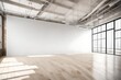 A breathtaking shot of an empty solid wall mockup in a contemporary art studio, emphasizing the space's potential for inspiring and customizable creations.