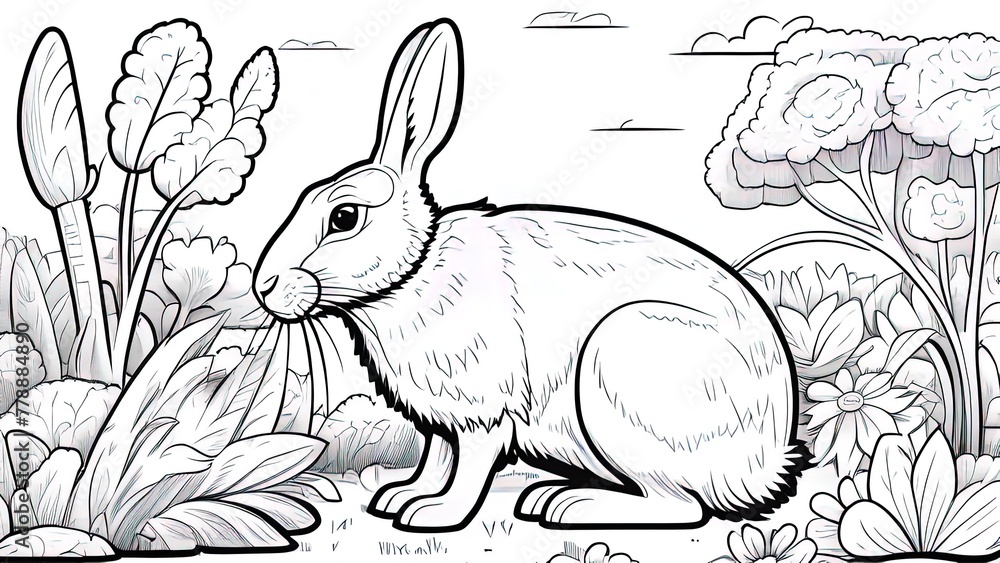 Abstract Rabbit Coloring Pages Rabbit coloring book. Creative coloring page design for adult and ...