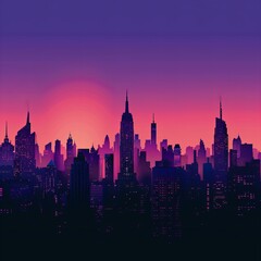 Poster - city skyline at sunset