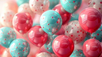 Wall Mural -   A cluster of red, white, and blue balloons in the shape of a balloon with sprinkles