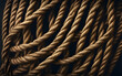 Old hemp ropes on a dark background