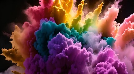 Wall Mural - Super slowmotion shot of color powder explosion isolated on black background