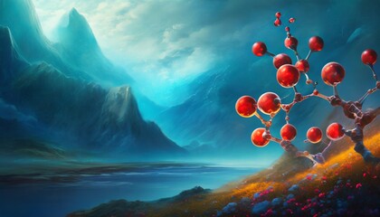 Canvas Print - 3d render of a molecule