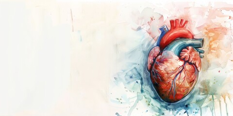 hand-painted heart anatomy with splashes of color. art and medicine fusion.