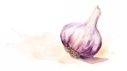 Wall Mural - Hand drawn cartoon garlic watercolor illustration material
