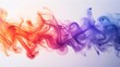 Whisps of vibrant, multicolored smoke, blending and contrasting on a white background ,3DCG,clean sharp focus