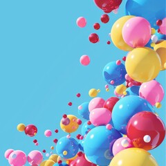 Wall Mural -   A bunch of balloons float in the blue sky