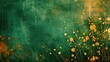Green and floral-inspired wallpaper with abstract golden brushstrokes.