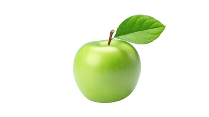 Wall Mural - Fresh raw organic green apple on white isolated on clear png background and transparent background. fresh and organic concept for health, AI generative.	
