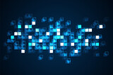 Fototapeta Mapy - Digital technology background. Digital data square blue pattern pixel background