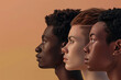 illustration of Group of people of different races, gender and nationalities in profile. Concept of racial equality and anti-racism, 3D render, 3DCG, super detailed