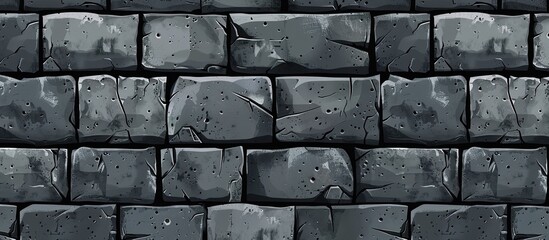 Poster - A closeup of a rectangular grey brick wall showcasing the intricate pattern of the composite building material