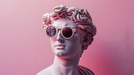 Wall Mural - Modern Twist on Classic Sculpture with Sunglasses, Ideal for Trendy Graphics. Contemporary Art Style. Perfect for Ads and Posters. AI