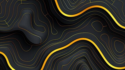  Abstract black and yellow backdrop with wavy lines