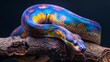 Stunning rainbow boa constrictor on branch with iridescent scales and dramatic lighting
