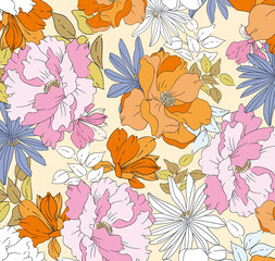 Wall Mural - Beautiful  flower pattern , little floral bouquet vintage for fashion.