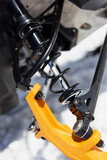 Fototapeta  - snowmobile suspension. shock absorber, spring, joint.