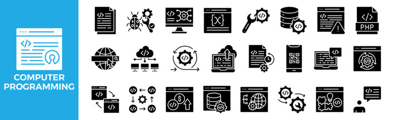 Computer Programming icon set for design elements	