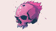 Skull head punk vector illustration 2d flat cartoon