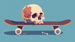 Skull skateboard standing vector illustration 2d fl