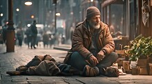 Homeless In Front Of The Shop