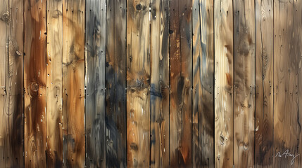 Rustic wooden plank texture with a variety of brown tones and natural grain patterns, suitable for backgrounds or graphic elements in design projects.