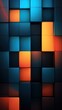 Peach and black modern abstract squares background with dark background in blue striped in the style of futuristic chromatic waves, colorful minimalism pattern 