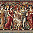 Ancient roman mosaic illustration on the theme of female