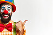 Portrait of a cheerful clown on a white background copy space