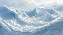 A Painting Of A Snowy Landscape With A Large Wave In The Middle. The Mood Of The Painting Is Serene And Peaceful, As The Viewer Is Taken On A Journey Through The Vast Expanse Of Snow And Ice
