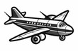 airplane-with-black-and-white-color vector illustration 