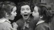 Vintage Snapshot of Children Sharing Exciting Secret