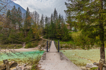 Wall Mural - Typical landscape near river Soca, Triglavski national park, Slovenia