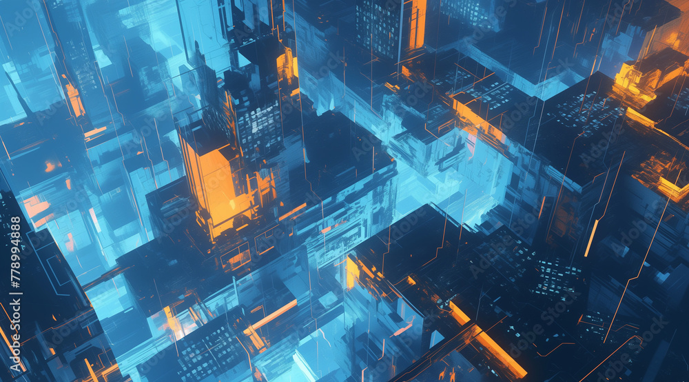 Depicts three-dimensional cyberspace digital world with internet ...