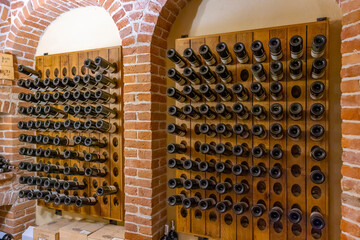 Poster - Stored wine bottles, wine cella, Canale, Piedmont, Italy