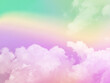 beauty sweet pastel green and violet colorful with fluffy clouds on sky. multi color rainbow image. abstract fantasy growing light