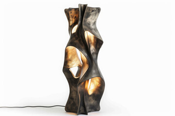 Unique sculptural floor lamp with illuminated cutouts