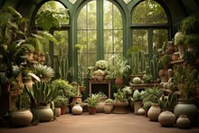 Indoor Garden With A Variety Of Potted Plants