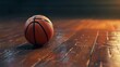 Sleek 3D basketball icon bouncing on a hardwood court