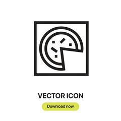 Aufkleber - Pizza icon vector. Linear-style sign for mobile concept and web design. Pizza symbol illustration. Pixel vector graphics - Vector.	
